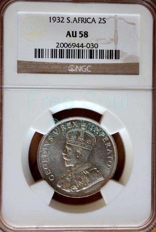 1932 2 Shillings NGC Graded AU 58 - Catalogue Value R1 500.00