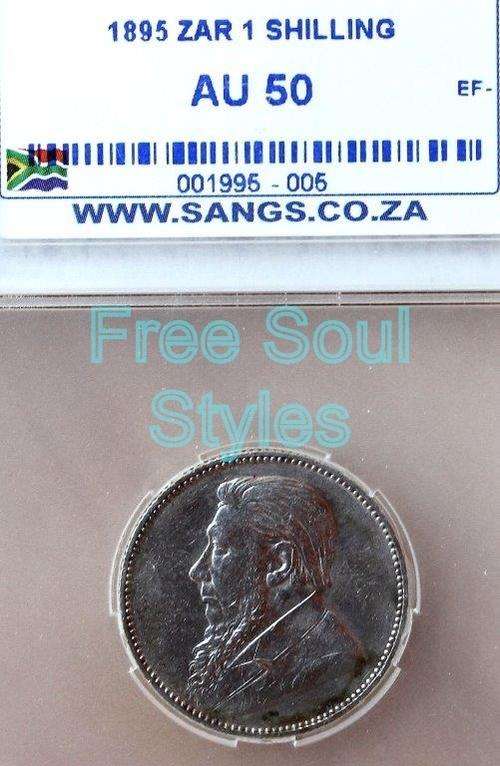 1895 ZAR 1 Shilling SANGS Graded AU 50 - Catalogue Value R15 000.00