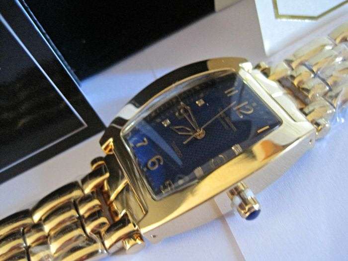 Brand New!!! Krug-Baumen MEN Tuxedo Gold  4X Genuine Diamond Blue Dial Gold Strap Watch