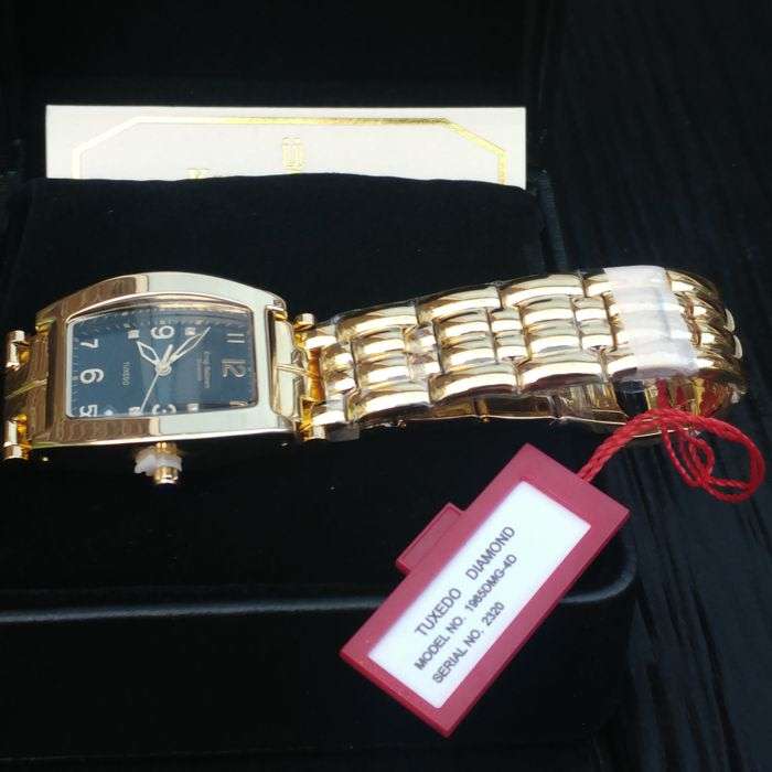 Brand New!!! Krug-Baumen MEN Tuxedo Gold  4X Genuine Diamond Blue Dial Gold Strap Watch