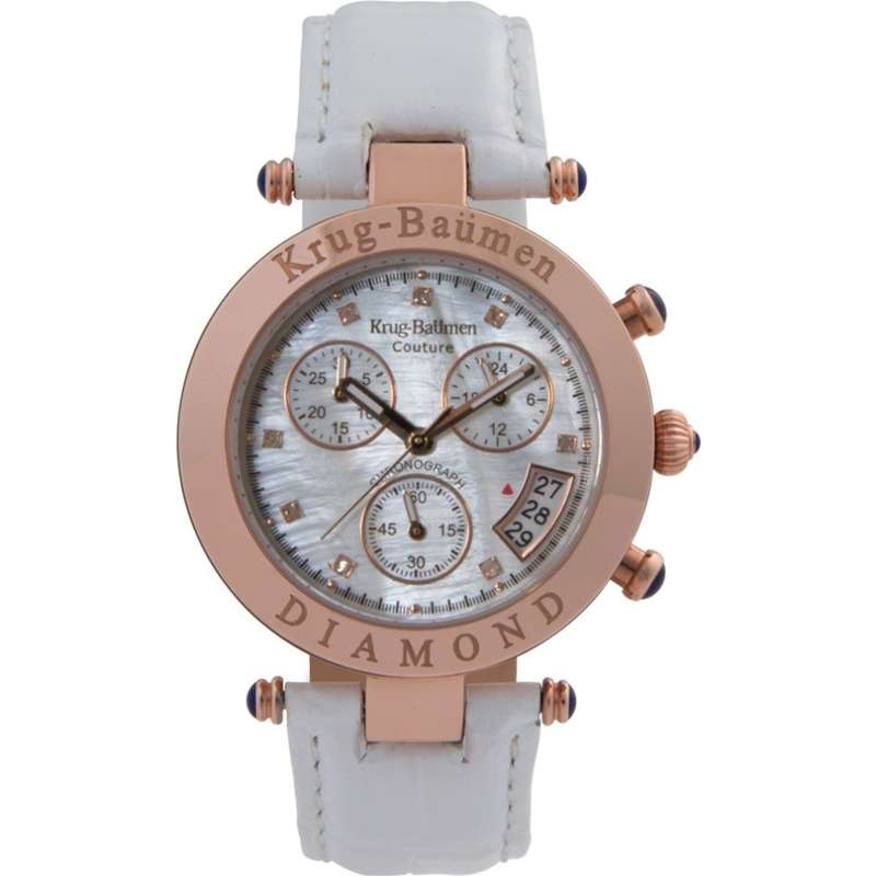 Retail: R12,879.86 Krug Baumen UNISEX Couture Chrono White MOP Diamond Rose Gold Watch