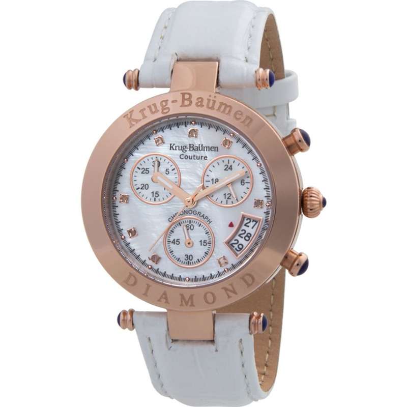 Retail: R12,879.86 Krug Baumen UNISEX Couture Chrono White MOP Diamond Rose Gold Watch