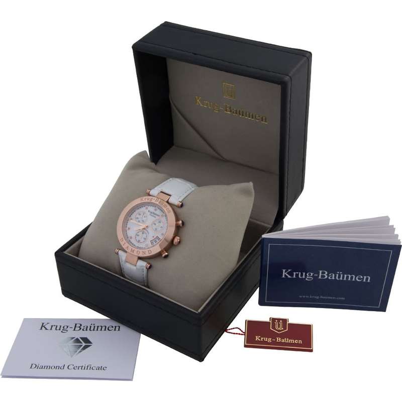 Retail: R12,879.86 Krug Baumen UNISEX Couture Chrono White MOP Diamond Rose Gold Watch