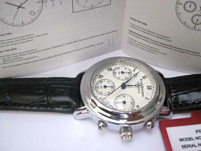 NEW Krug Baumen Ladies Principle Classic Black Leather Strap Steel Watch £490