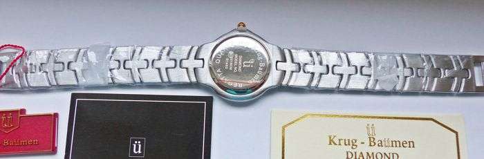 RETAIL: R10,097.17 Krug Baumen LADIES Regatta 4X Genuine Diamond Black Dial Two Tone Watch