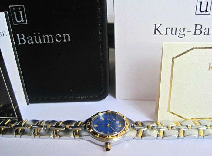 NEW RRP £605 Krug Baumen 2615DL LADIES Regatta 4X Genuine Diamond Blue Dial Two Tone Watch