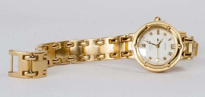 R1 AUCTION!! RRP £585 Krug Baumen Ladies Charleston 4 Diamond White Dial 18K Gold  Strap Watch