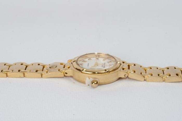 R1 AUCTION!! RRP £585 Krug Baumen Ladies Charleston 4 Diamond White Dial 18K Gold  Strap Watch