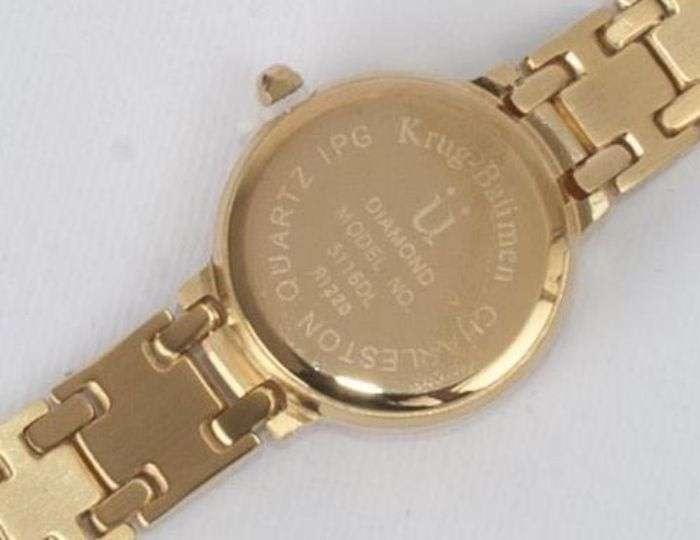 R1 AUCTION!! RRP £585 Krug Baumen Ladies Charleston 4 Diamond White Dial 18K Gold  Strap Watch