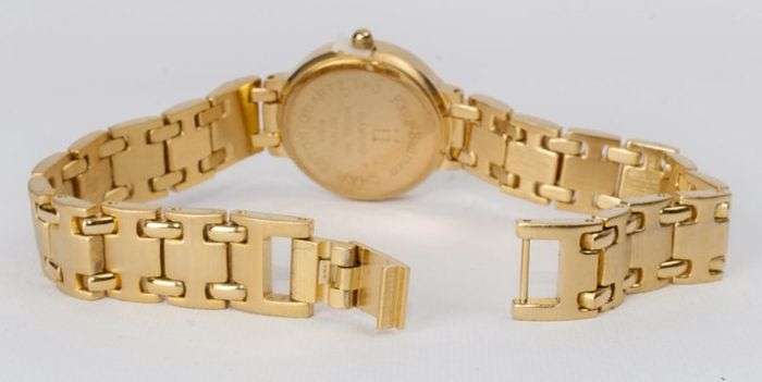 R1 AUCTION!! RRP £585 Krug Baumen Ladies Charleston 4 Diamond White Dial 18K Gold  Strap Watch