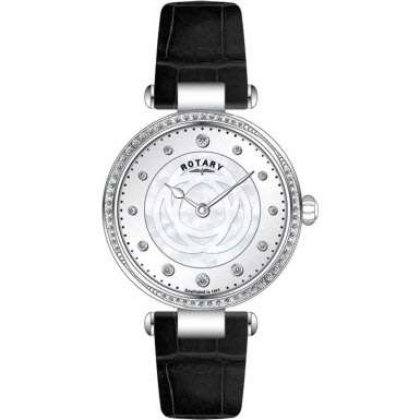 Rotary Ladies Classic Mother Of Pearl Leather Strap Steel Watch