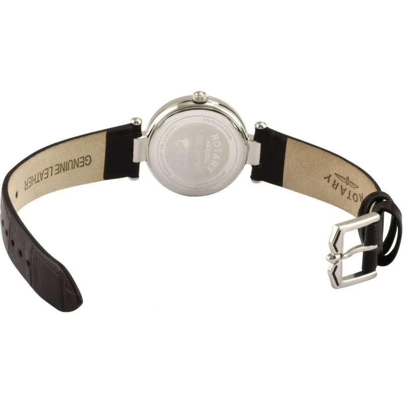 Rotary Ladies Classic Mother Of Pearl Leather Strap Steel Watch