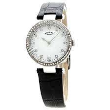 Rotary Ladies Classic Mother Of Pearl Leather Strap Steel Watch