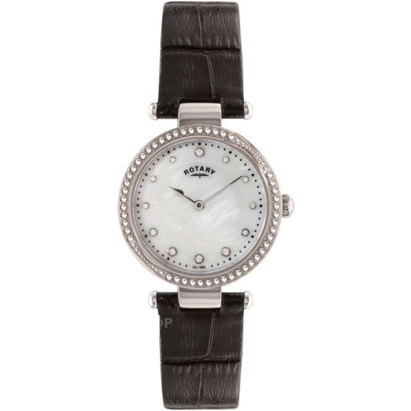 Rotary Ladies Classic Mother Of Pearl Leather Strap Steel Watch