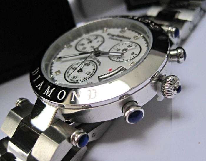 Brand new!! Krug Baumen UNISEX Couture Chrono White MOP Diamond Rose Gold Watch RRP £650