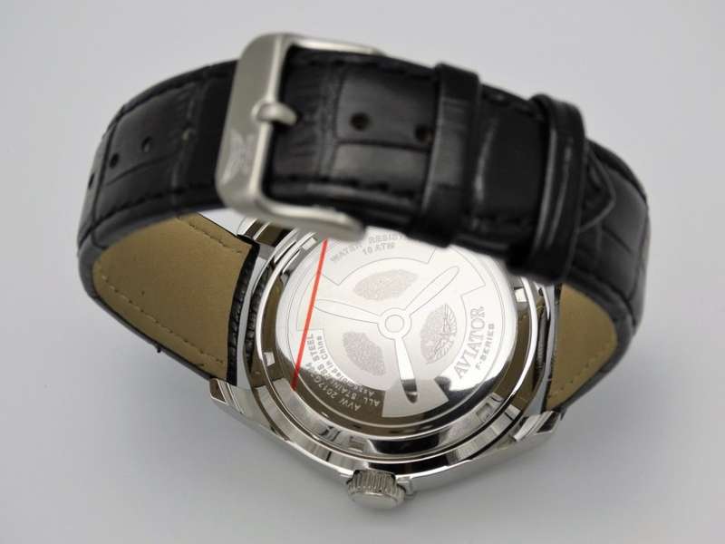R1 AUCTION: Aviator F Series Multi Function Dual Time ROSE Gold Features Black Leather Watch. 10 ATM