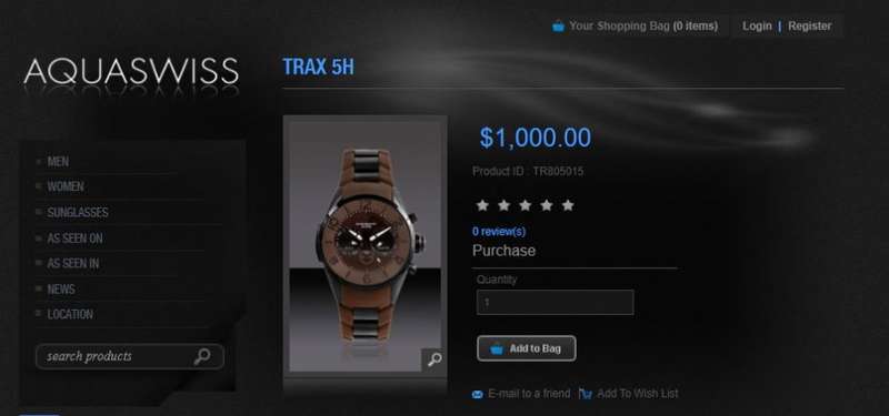 **Brand New**Aquaswiss Unisex Trax 5H Stainless Steel Brown Swiss Made Watch Retail: $1000 /R13,000