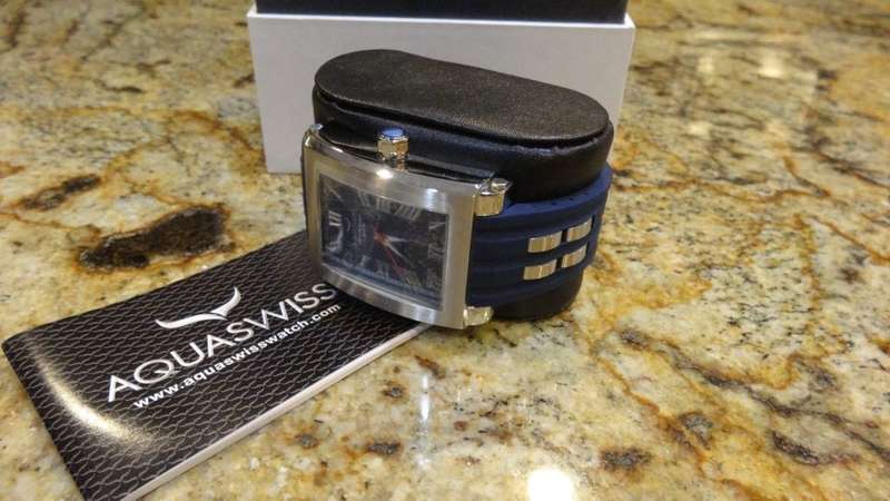 R1 AUCTION**Aquaswiss Tanc G Unisex Blue Dial Resin Band Watch Swiss Made Retail: $1200 /R14190