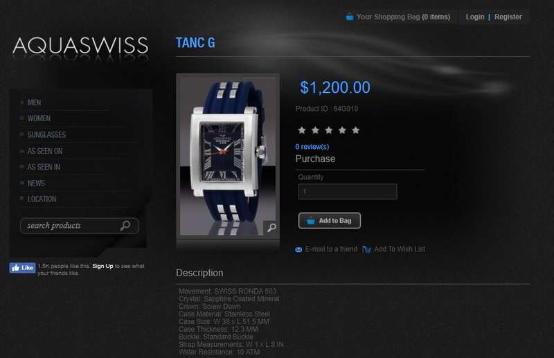 R1 AUCTION**Aquaswiss Tanc G Unisex Blue Dial Resin Band Watch Swiss Made Retail: $1200 /R14190