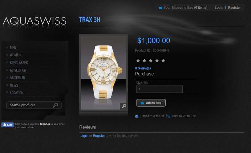 Aquaswiss Trax 3H Unisex Watch:Gold/White Dial Swiss Made Retail: $1000 /R12190