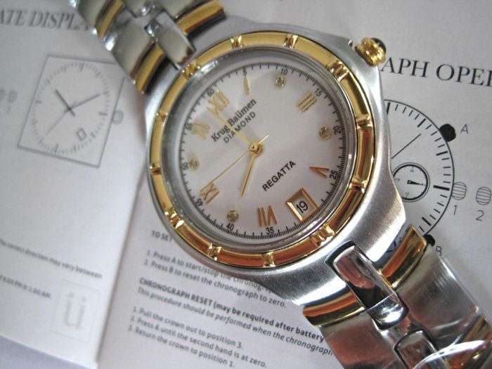 Retails @ £605/ R10,000 Krug Baumen LADIES Regatta 4X Genuine Diamond White Dial Two Tone Watch