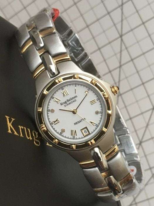 Retails @ £605/ R10,000 Krug Baumen LADIES Regatta 4X Genuine Diamond White Dial Two Tone Watch