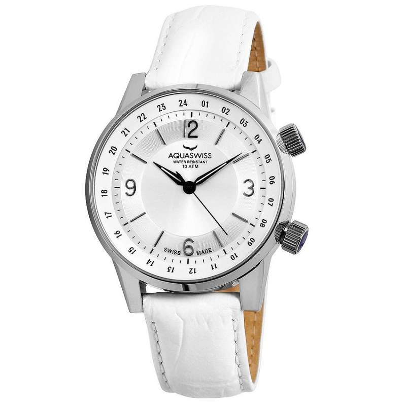 R1 AUCTION Retail: $900/ R10,845.00 Aquaswiss 42mm Classic 1 Swiss Made Quartz Leather Strap Watch
