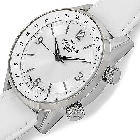 R1 AUCTION Retail: $900/ R10,845.00 Aquaswiss 42mm Classic 1 Swiss Made Quartz Leather Strap Watch