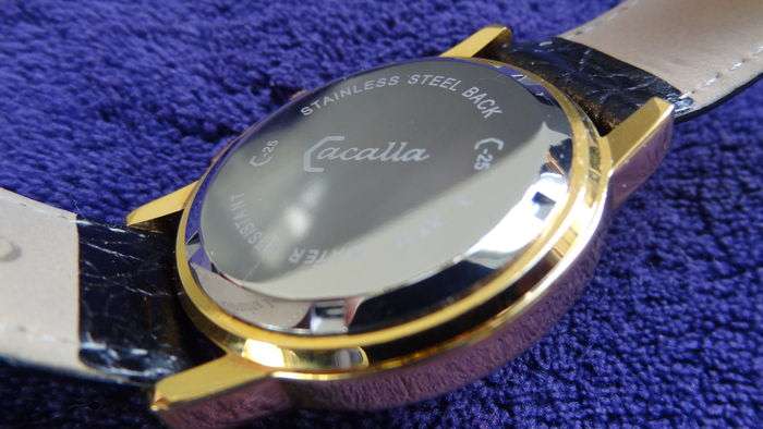 Cacalla CA 25 men¿s wristwatch NOS Quartz movement with chronograph and steel Gold plated case