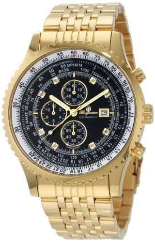 Burgmeister Savanah chronograph with 8 Genuine Diamond Marker 18K Gold Strap Watch