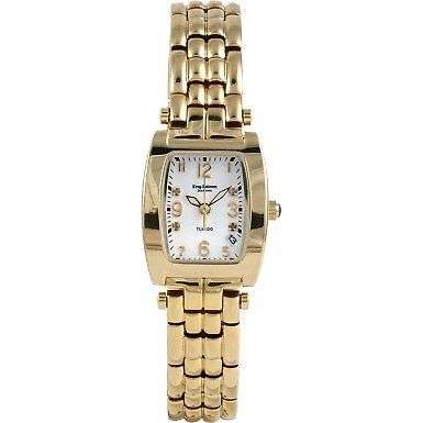 Opens @ R1 RETAIL - R11,143.70 Krug Baümen Ladies Tuxedo 4 REAL Diamond White Dial 18Kt Gold Watch