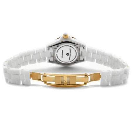 Retail: R8,830.00 Swiss Legend Women's 23K Gold PL Karamica Analog Display Swiss Quartz White Watch