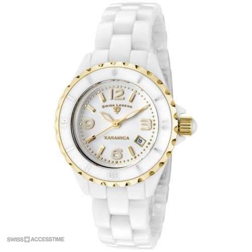 Retail: R8,830.00 Swiss Legend Women's 23K Gold PL Karamica Analog Display Swiss Quartz White Watch