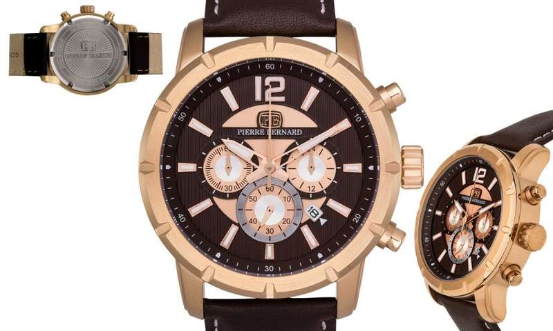 Pierre Bernard Men s Steeplechase Chronograph Watch Genuine Leather Superluminova bobshop .za