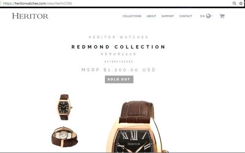 Retails @ R 15,994.38 HERITOR  Men's Automatic Redmond Collection Watch (Sold Out)