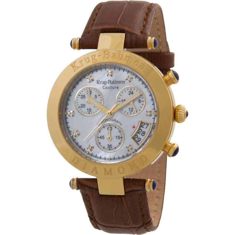 2018 Collection!! Retail: R12,124.18 Krug Baumen Unisex Couture Brown Chrono MOP Diamond Watch