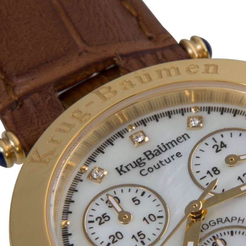2018 Collection!! Retail: R12,124.18 Krug Baumen Unisex Couture Brown Chrono MOP Diamond Watch