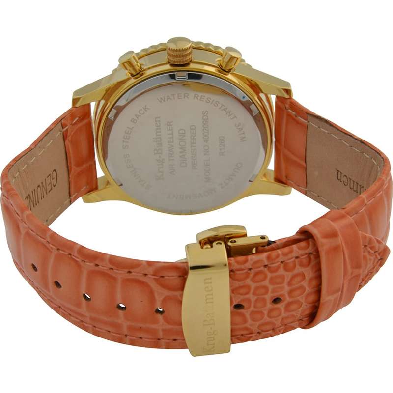 Retail: R14,366.90 Krug Baümen Air Traveller  8 Real Diamond 18K IGP Gold Dial Orange Watch