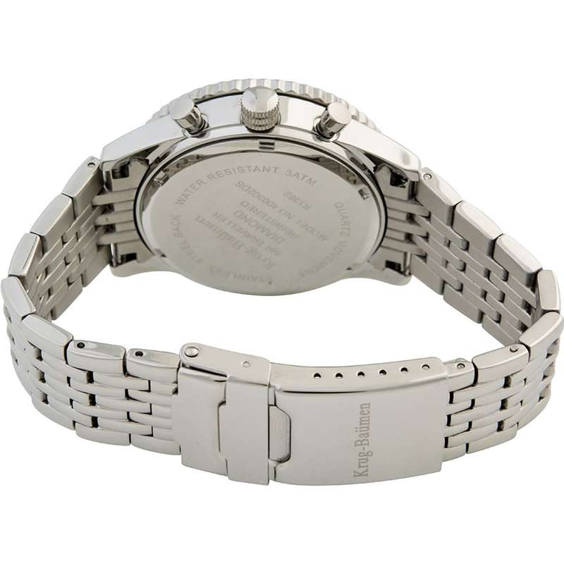 Retail: R15,247.97 Krug Baümen Air Traveller  8 REAL Diamond Brown Dial Stainless Steel Watch