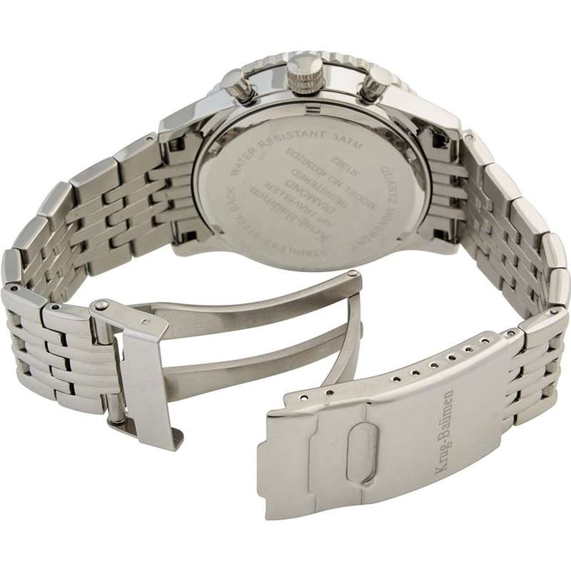 Retail: R15,247.97 Krug Baümen Air Traveller  8 REAL Diamond Brown Dial Stainless Steel Watch