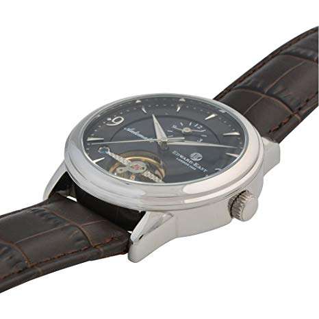 RETAIL: R10,007.79 Edward East Stainless Steel AUTOMATIC Brown Leather Strap Watch