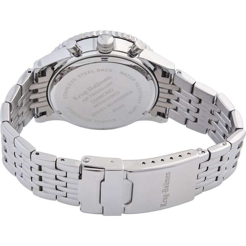 Retail: R15,247.97 Krug Baümen Air Traveller  8 REAL Diamond Red Dial Stainless Steel Watch