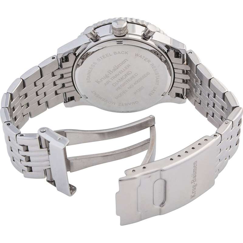 Retail: R15,247.97 Krug Baümen Air Traveller  8 REAL Diamond Red Dial Stainless Steel Watch