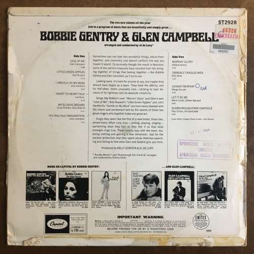 Bobbie Gentry & Glen Campbell (s.t.) LP/Album (1968 SA Press) VG-/G
