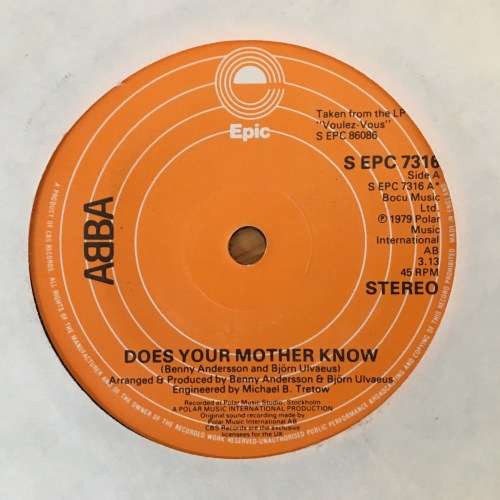ABBA - Does Your Mother Know 7`/single (1979 UK import) VG+