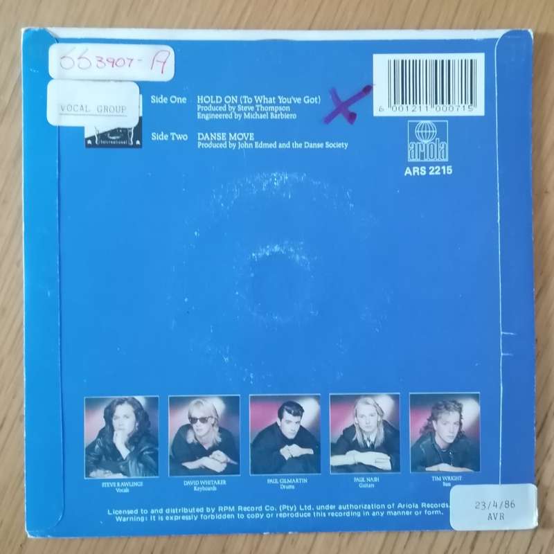 The Danse Society - Hold On (To What You`ve Got) 7`/single (1986 SA press) VG/VG+