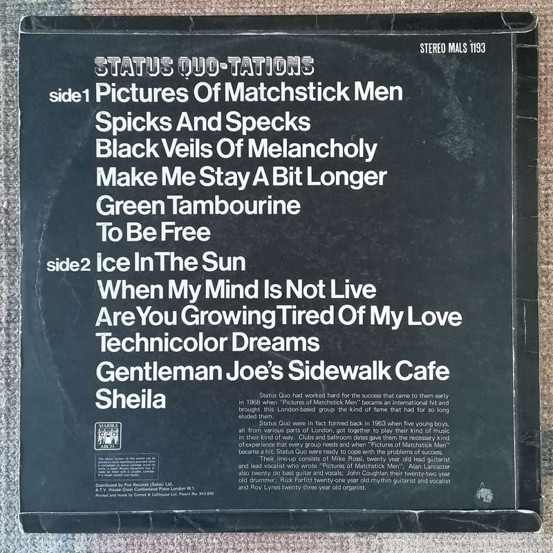Status Quo - Status Quo-Tations LP/Comp. (1969 UK import) VG-/VG