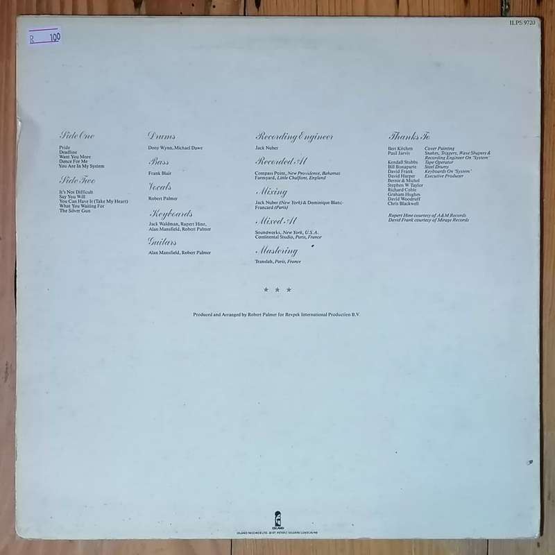 Robert Palmer - Pride LP/Album (1983 UK import) VG/VG+