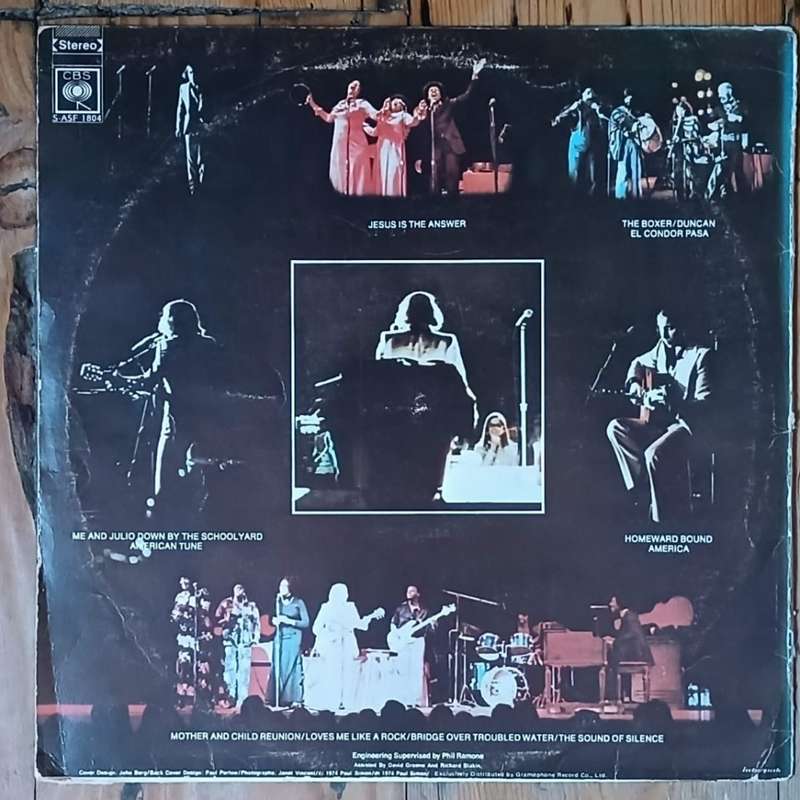 Paul Simon - In Concert Live Rhymin` LP/Album (1974 SA press) G+/G+