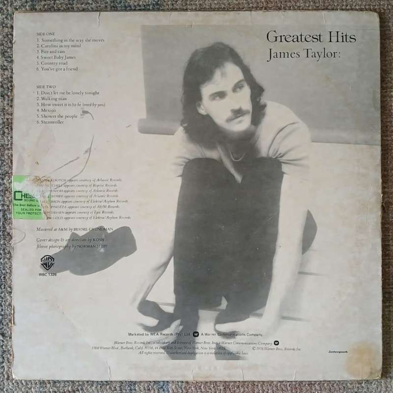 James Taylor - James Taylor`s Greatest Hits LP/Comp (1976 SA press) VG/G+